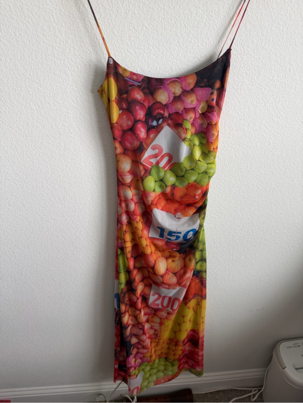 Zara Multicolor Fruit-Print Midi Slip Dress